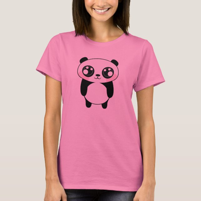 Gullig Pandabjörnillustration Tee Shirt (Framsida)