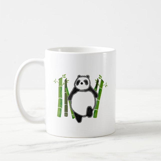 Gullig pandabläckteckning kaffemugg (Vänster)