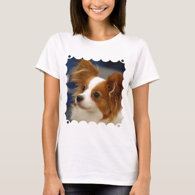 Gullig Papillon hund T-shirt (Framsida)