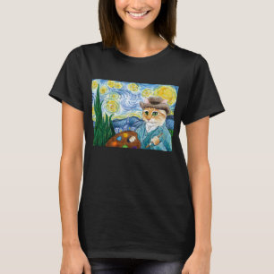 Gullig parodi för konstnär kattVan Gogh för Sta T Shirt