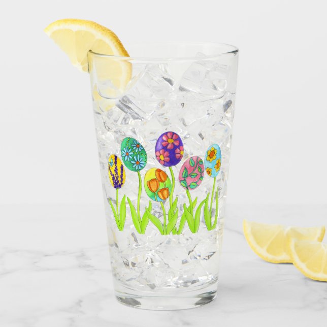 Gullig påskäggblommajulfest glaskopp (Framsida Ice)