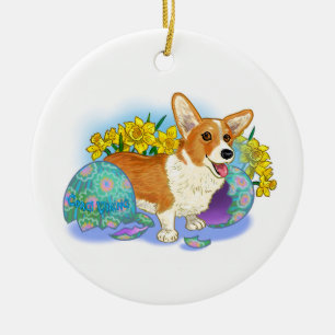 Gullig påskCorgi Julgransprydnad Keramik