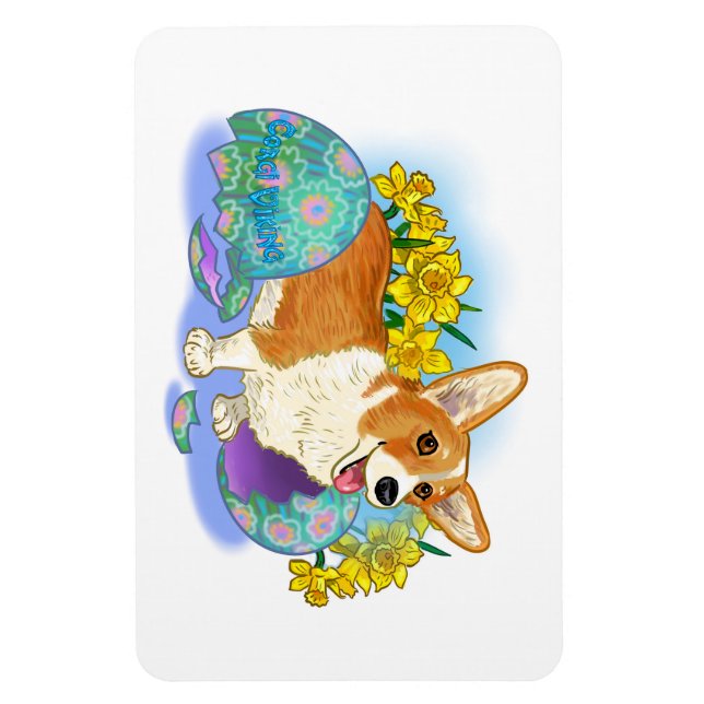 Gullig påskCorgi Magnet (Vertikal)