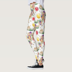Gullig påskhare- och äggdamasker leggings