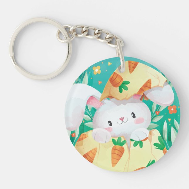 Gullig påskharevattenfärg | Keychain (Framsidan)