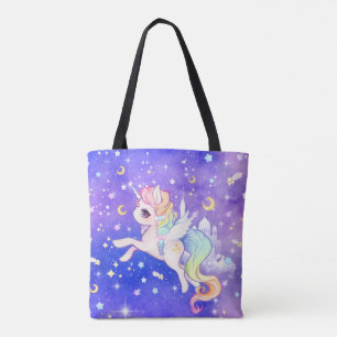 Gullig pastellfärgad galaxunicorn tygkasse
