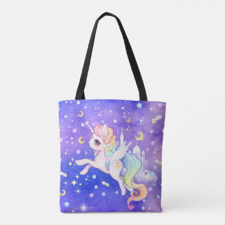 Gullig pastellfärgad galaxunicorn tygkasse