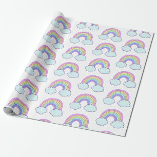 Gullig pastellfärgad regnbåge presentpapper