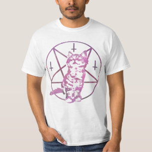 Gullig pentagram- & kattungeT-tröja Tee Shirt
