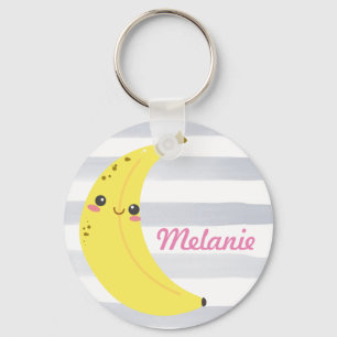 Gullig personifierad Kawaii banan Nyckelring