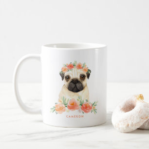 Gullig personlig för blommigt för kaffemugg
