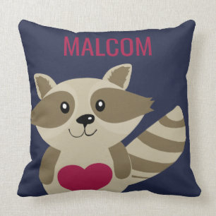 Gullig personlig för djur för ungeRaccoonskogsmark Kudde