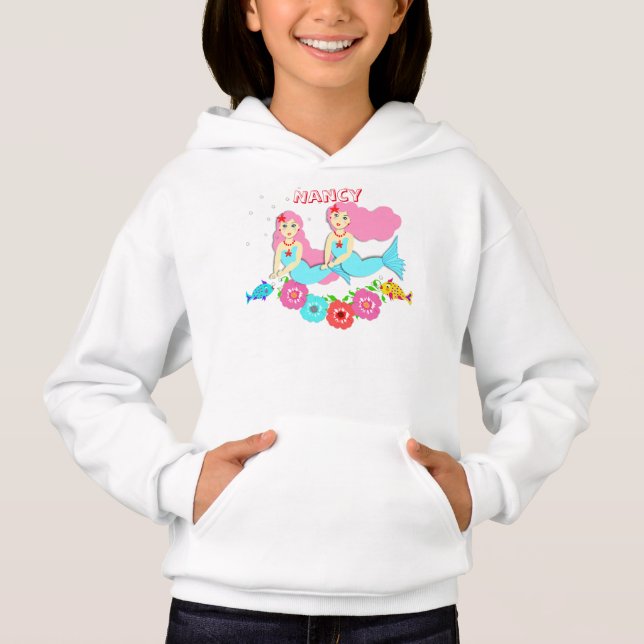 Gullig personlig för simningsjöjungfrutema tee shirt (Framsida)