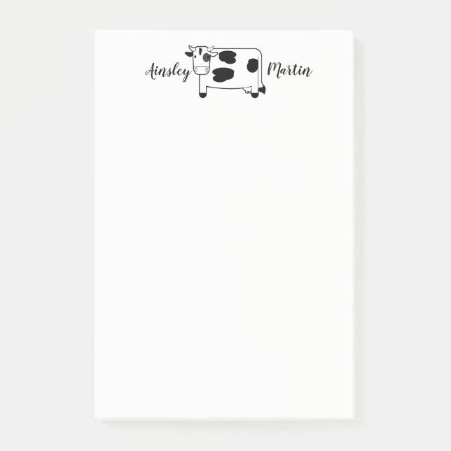 Gullig personlig för tecknadmejeriko post-it block (Framsida)