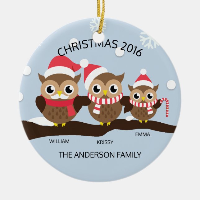 GULLIG personligugglafamilj av 3 jul Julgransprydnad Keramik (Framsidan)