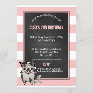 Gullig Piggy födelsedagsfest inbjudan