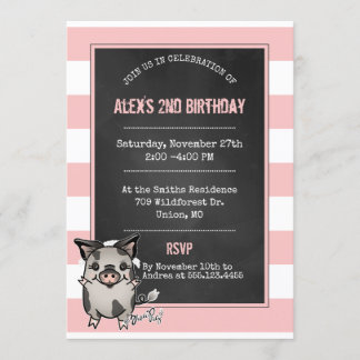 Gullig Piggy födelsedagsfest inbjudan