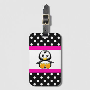 Gullig pingvin & polka dots bagagebricka