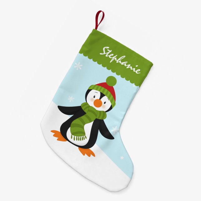 Gullig pingvinjulstrumpa liten julstrumpa (Framsidan (Hängande))