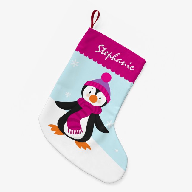 Gullig pingvinjulstrumpa liten julstrumpa (Framsidan (Hängande))