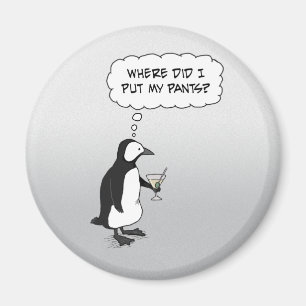 Gullig pingvinmagnet: Saknad byxor Magnet