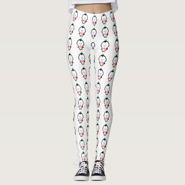 Gullig pingvintecknad leggings (Framsida)