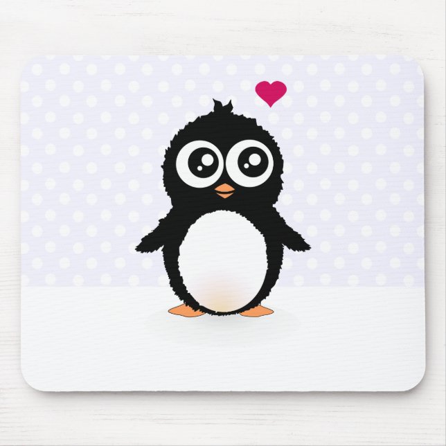 Gullig pingvintecknad musmatta (Framsidan)