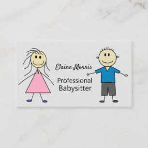 Gullig pinnepojke och flickaungeBabysitter Visitkort