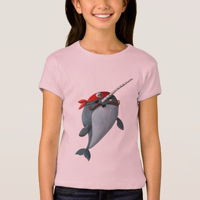 Gullig pirat Narwhal T Shirt (Framsida)