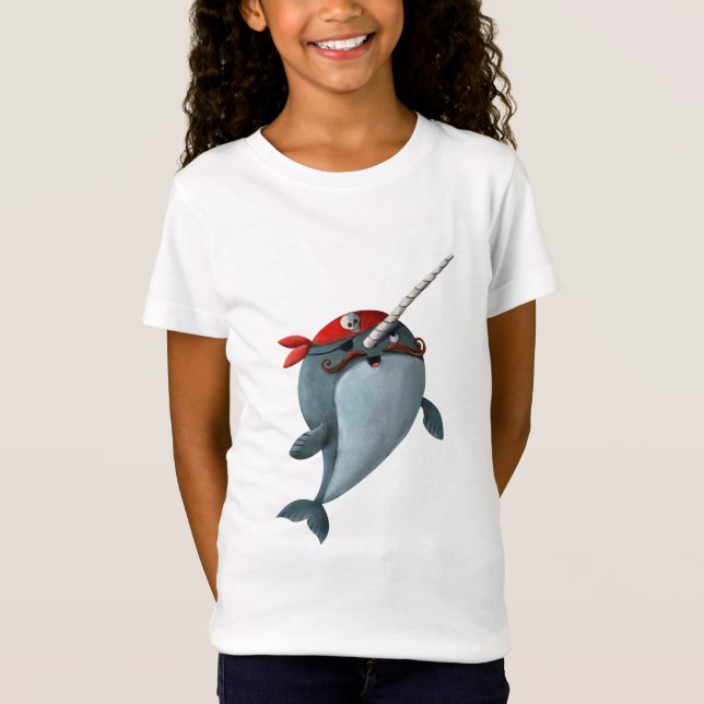 Gullig pirat Narwhal T Shirt (Framsida)