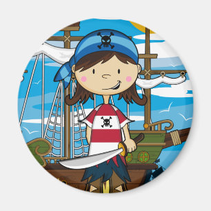 Gullig piratflickamagnet magnet
