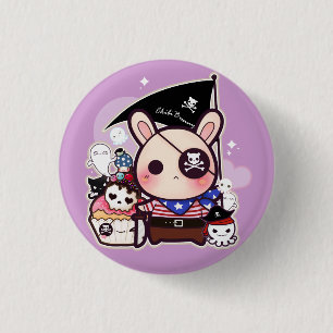 Gullig piratkanin med den kawaiimuffin och knapp