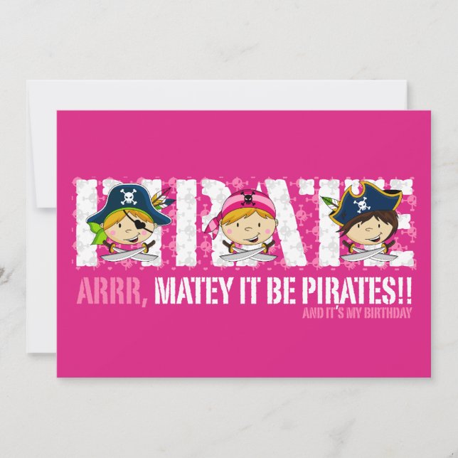 Gullig piratpartyinbjudan inbjudningar (Framsida)