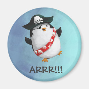 Gullig piratpingvin magnet