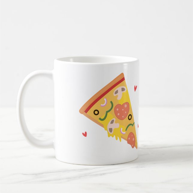 Gullig Pizza av min humor för hjärtavitskärlek Kaffemugg (Vänster)