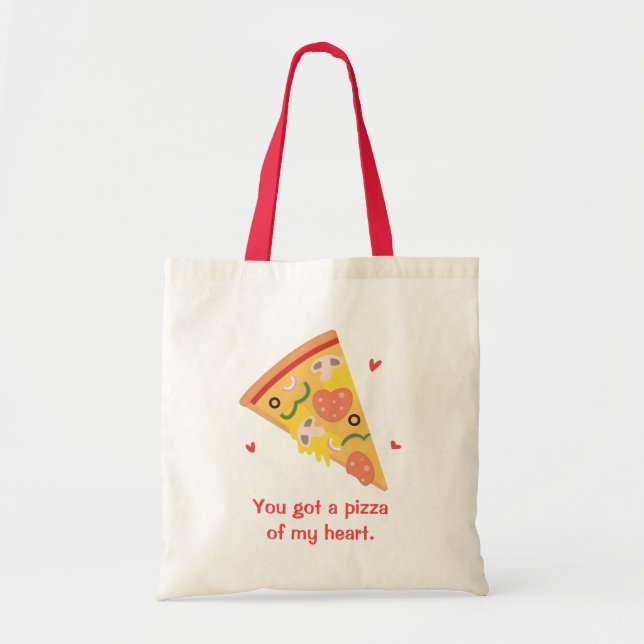 Gullig Pizza av min humor för hjärtavitskärlek Tygkasse (Framsidan)