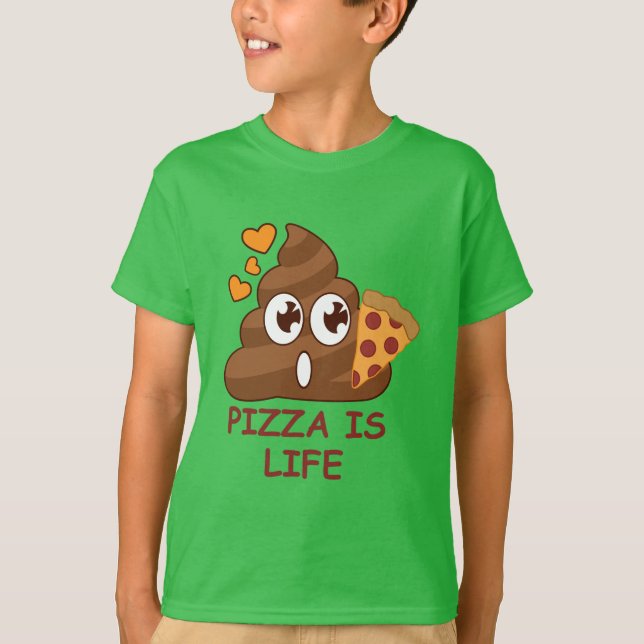Gullig PizzaPoop Emoji T-shirt (Framsida)