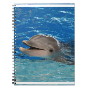 Gullig pladdrande delfin anteckningsbok med spiral