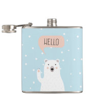 Gullig polar björn i snönågot att sägahejerna