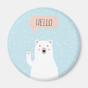 Gullig polar björn i snönågot att sägahejerna magnet