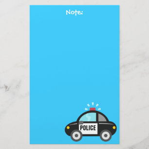Gullig polisbil med sirenför barn brevpapper
