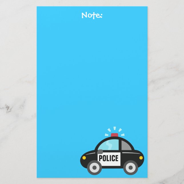 Gullig polisbil med sirenför barn brevpapper (Framsida)