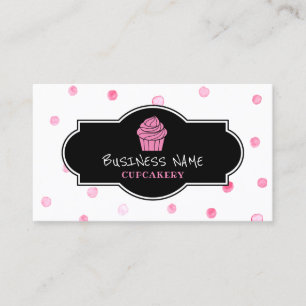 Gullig polka dots för rosa muffinbageri visitkort