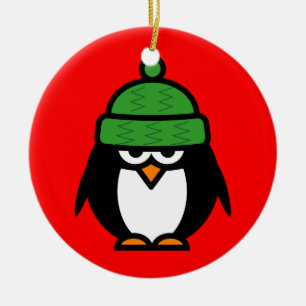 Gullig prydnad för jul för vinterpingvintecknad julgransprydnad keramik