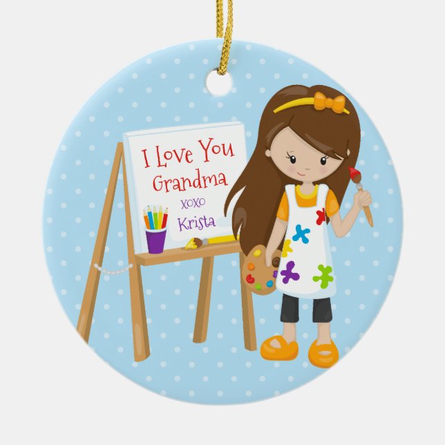 Gullig prydnad för konstnärmorförälderjul julgransprydnad keramik (Framsidan)