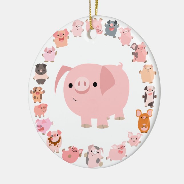 Gullig prydnad för tecknadgrisMandala Julgransprydnad Keramik (Vänster)