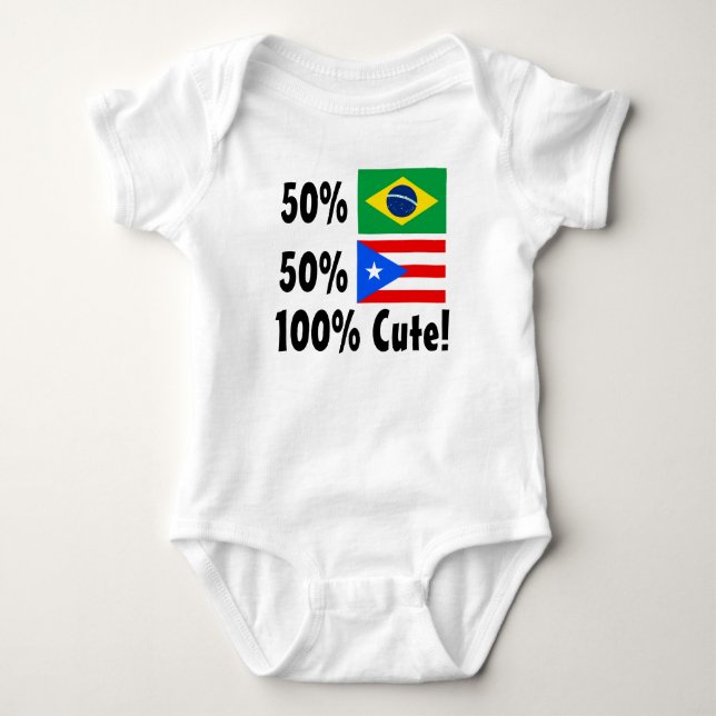 Gullig Puertorican 100% för 50% brasilian 50% Tee Shirt (Framsida)