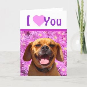 Gullig Puggle valentin Helgkort