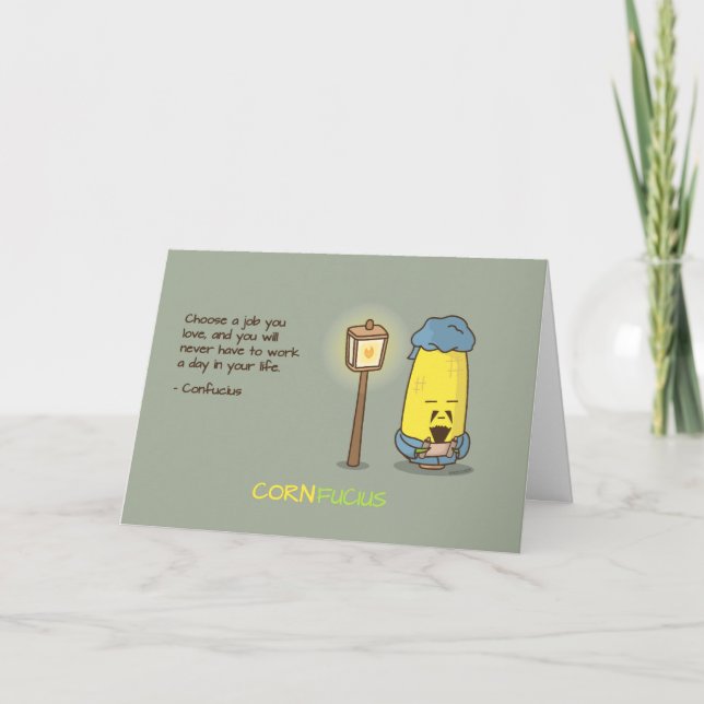 Gullig & Punny Confucius Motivational Kort (Framsida)