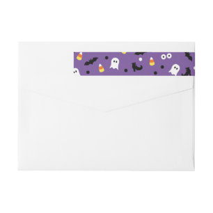 Gullig purpurfärgad Halloween returetiketter Etikettband